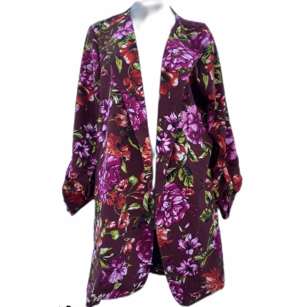 SOHO Blazer Cardigan Red Floral Medium
